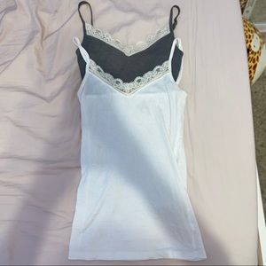 cute white and gray tank tops
